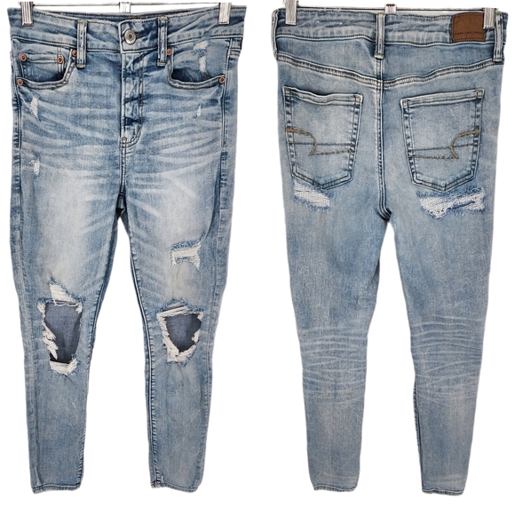 American Eagle Outfitters Denim - American Eagle Next Level Stretch Ripped Hi-Rise Jegging Light Wash SZ 8